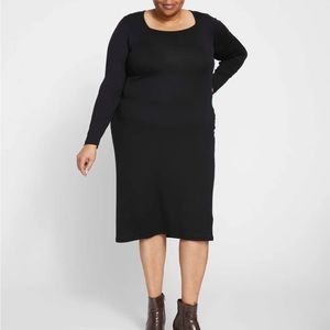 Universal Standard Foundation Long Sleeve Square Neck Dress in BLACK
